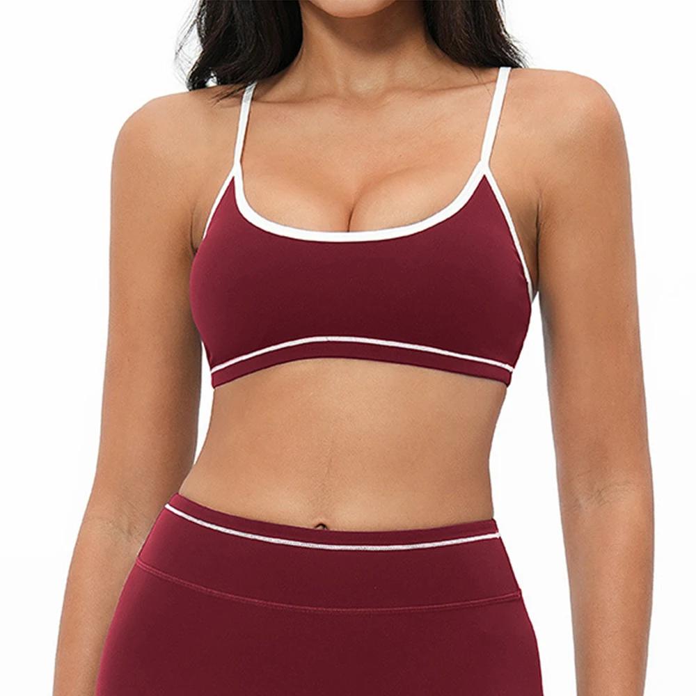 Soutien-gorge de yoga sexy bicolore pour femme, antichoc, à séchage rapide, pour le fitness et l'ent