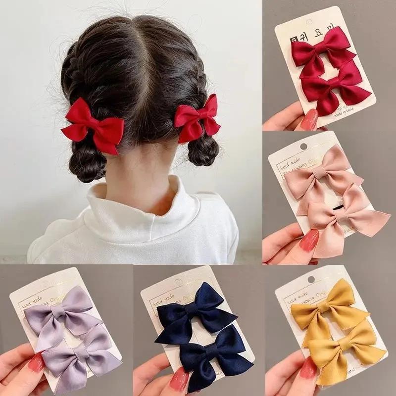 2 pièces nouveau mignon arc couvre-chef doux petite fille cheveux accessoires été filles Net rouge C