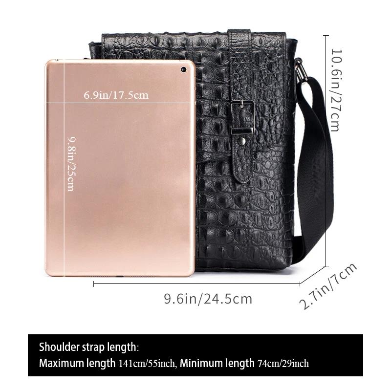 SCHLATUM-Sac à bandoulière en cuir véritable pour homme, motif crocodile, sac de poitrine Messenger,