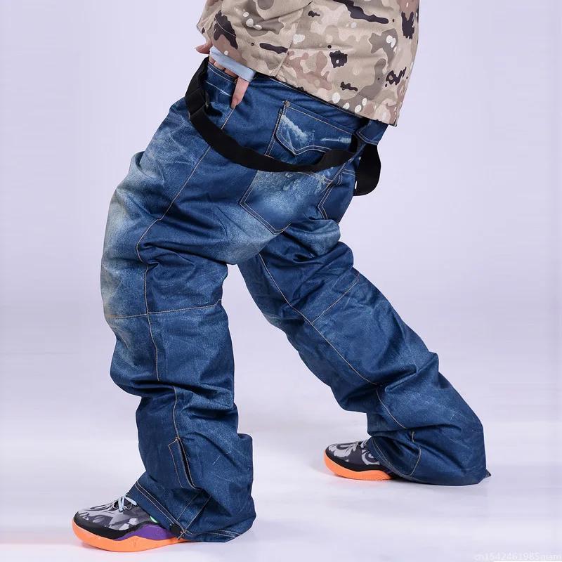 Pantalon de ski en denim pour hommes, nouveau style, bretelles, pantalon de ski en denim, patinage,
