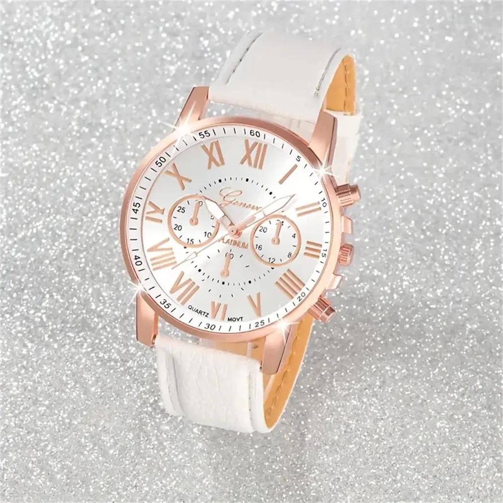 5 pièces montres pour femmes mode Roma cadran bracelet en cuir montre à Quartz (sans boîte