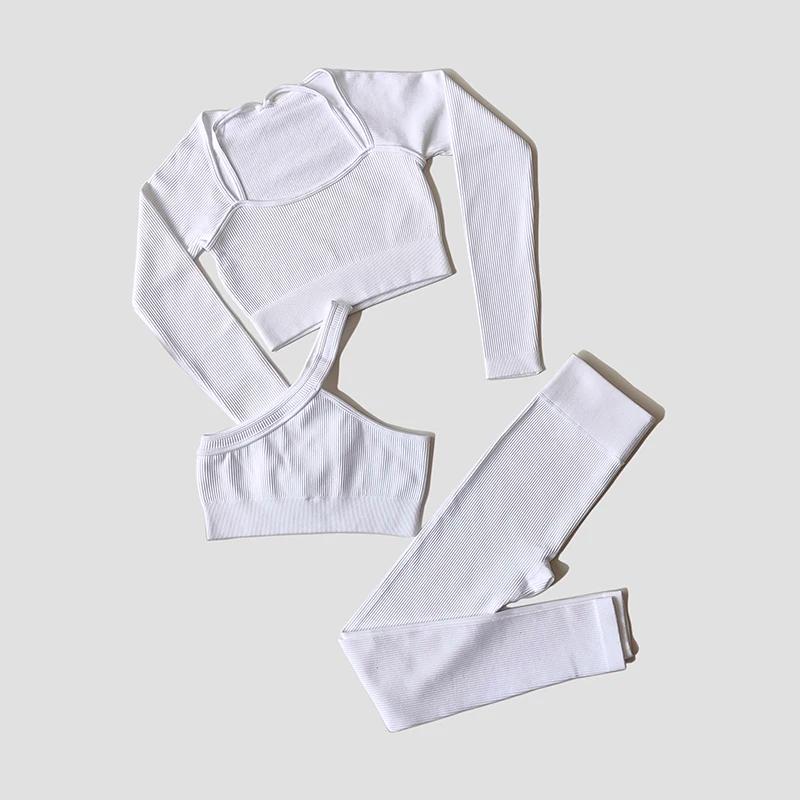 Ensemble de Yoga pour femmes, vêtements de gymnastique, survêtement, manches longues, haut court, so