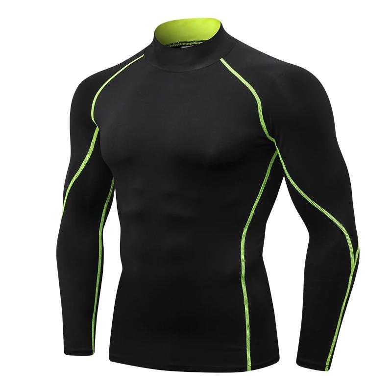 Chemises de Compression à manches longues et col haut pour hommes, collants de sport Cool et sec, Pr