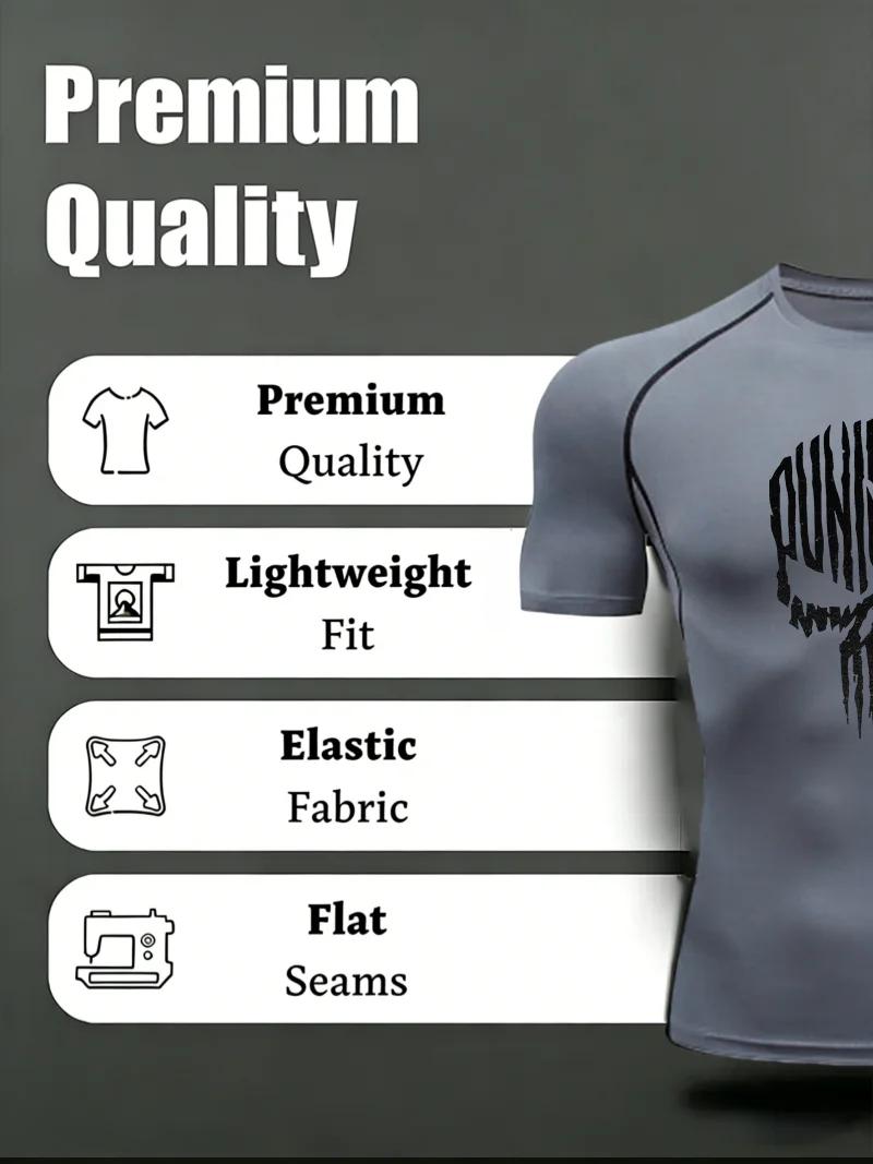 Crâne modèle 2026 T-shirt de sport pour hommes pour l'entraînement physique Fitness Compression homm