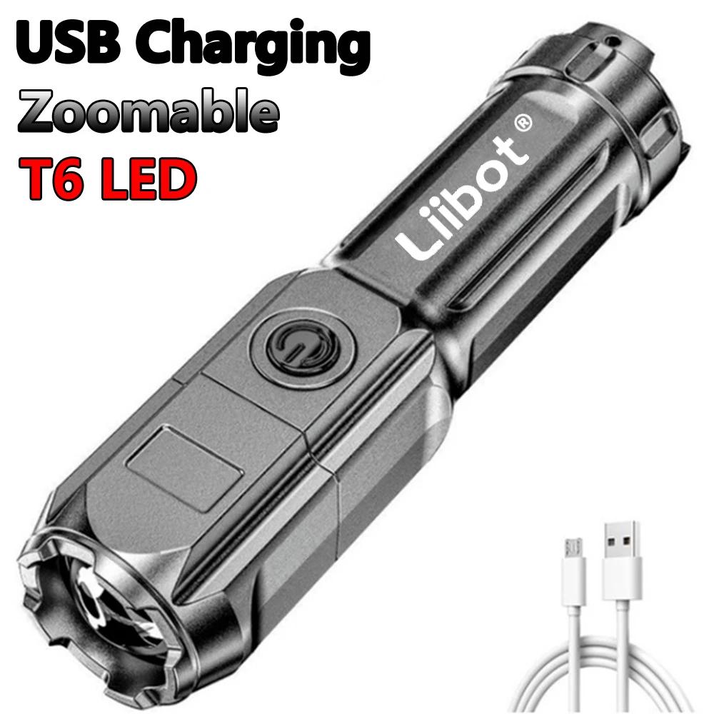 Veibot-Lampe de poche LED aste, haute puissance, USB, portable, adaptée au camping, à l'extérieur et