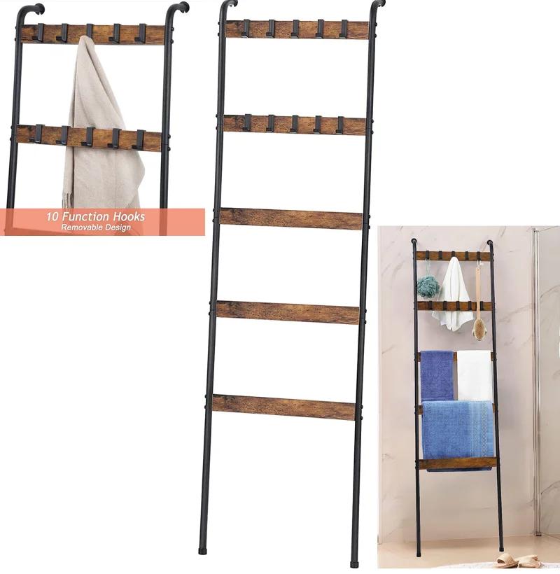 Étagères murales décoratives en métal, échelle de couverture, porte-serviettes T1, accessoires HOAcc