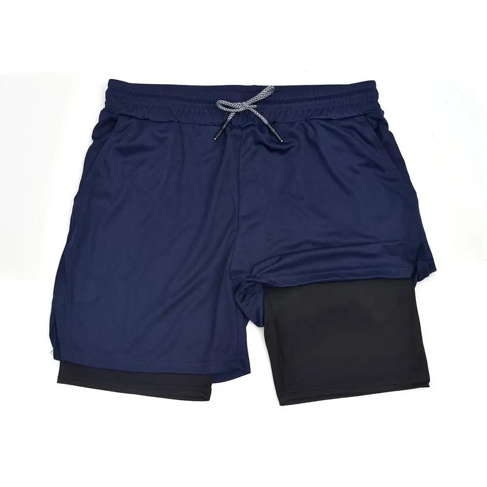 Short de Fitness Double couche pour hommes, short de sport 2 en 1, séchage rapide, entraînement, Jog