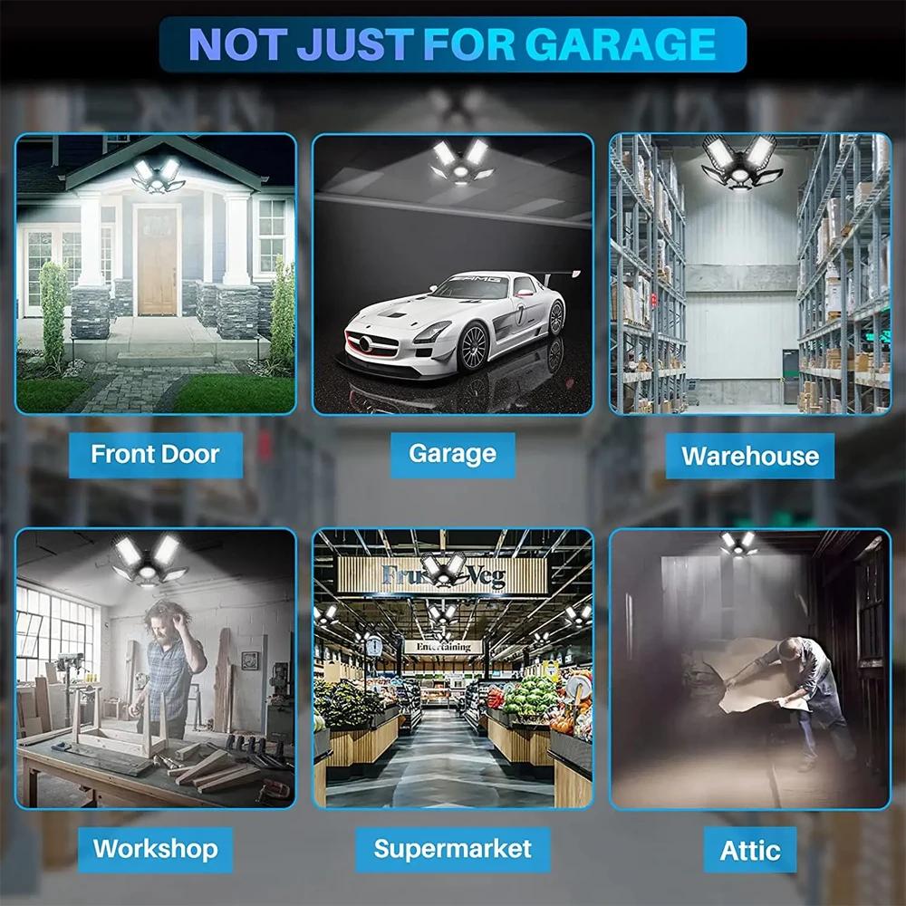 INDA/E26-Lampe de Garage à LED 60W, Ventilateur Réglable et Déformable, Luminaire de Travail Industr