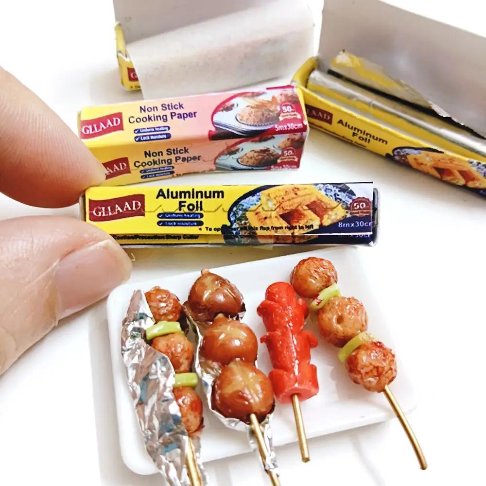 Maison de poupée Miniature à l'échelle 1/6, papier de cuisson antiadhésif/remplacement en aluminium,