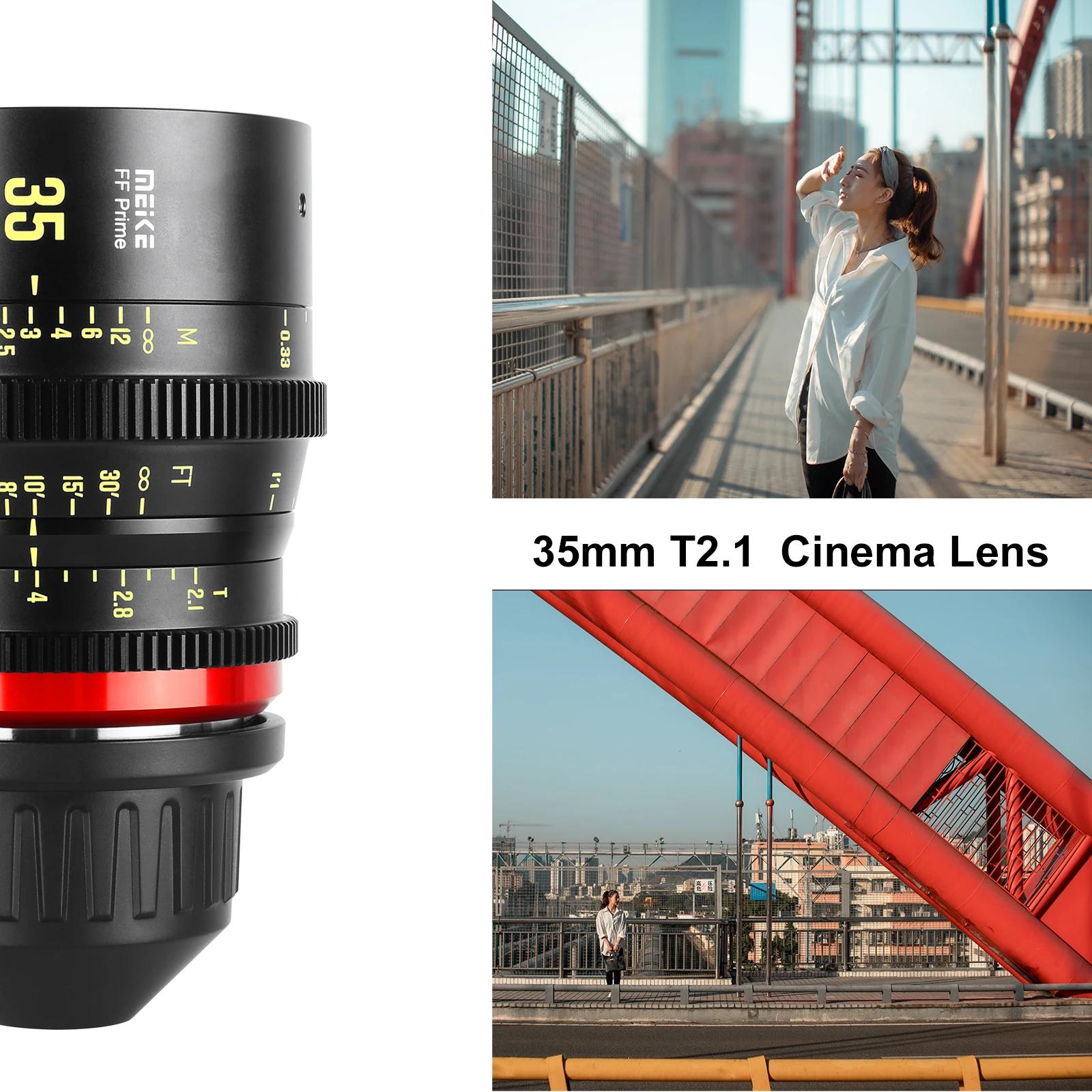 Objectif Cine Meike Prime 35/50/85/105/135 mm T2.1 pour systèmes de caméra de cinéma FF, comme Canon