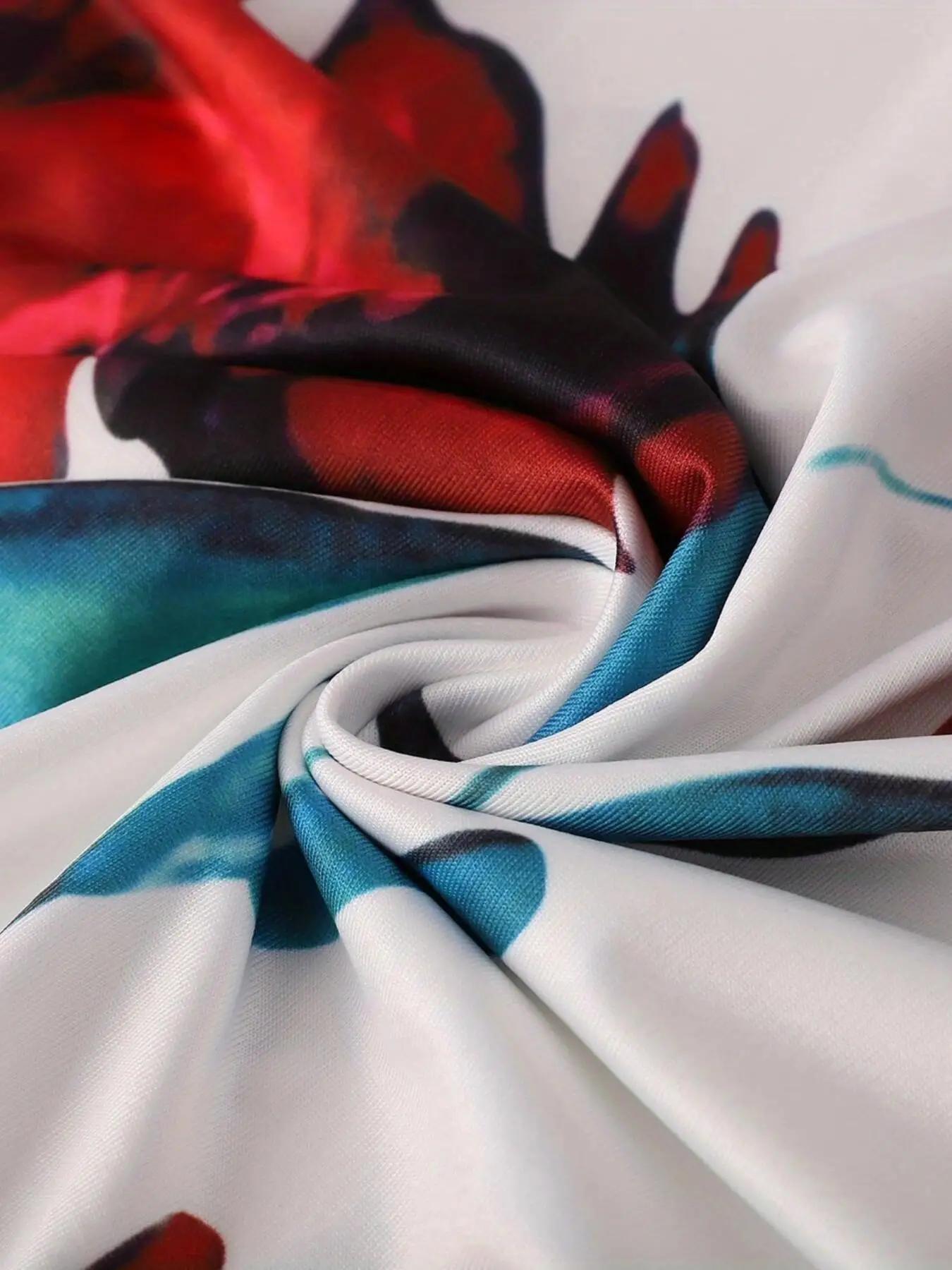 Robe à manches courtes pour femmes, style européen et américain, imprimé floral, couleur assortie, g