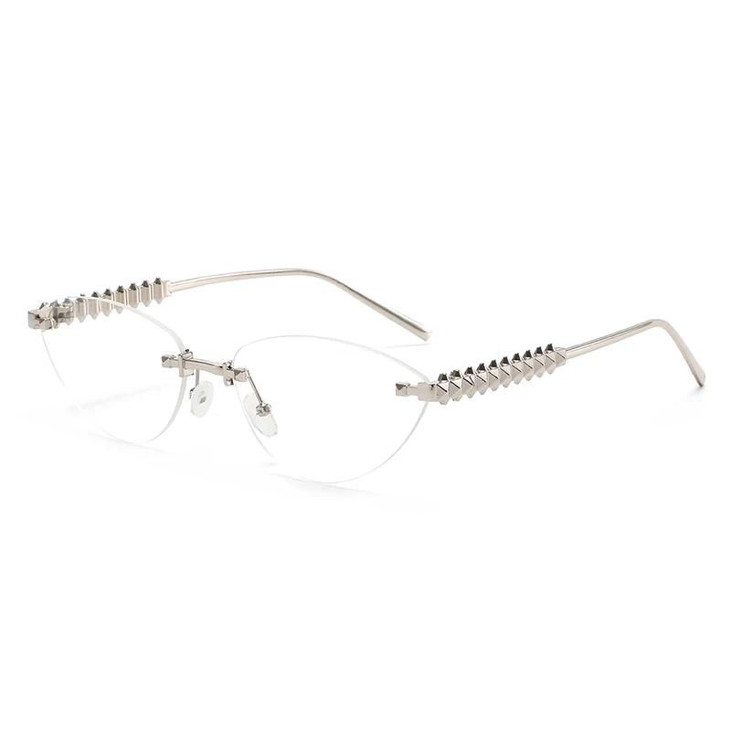 Lunettes de protection sans bords œil de chat Rivet lunettes de soleil femmes marque de luxe ovale d