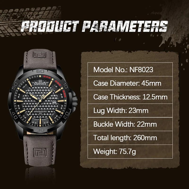 NAVIFORCE hommes Sport décontracté militaire Quartz calendrier montre-bracelet pour homme d'affaires