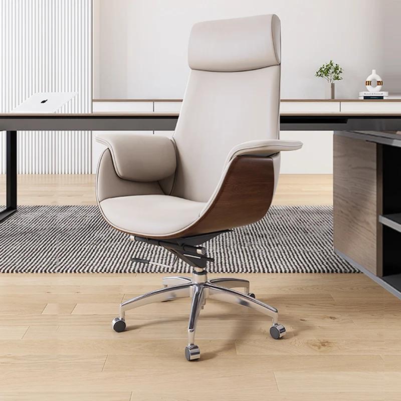 Chaise de bureau en cuir italien Support inclinable exécutif chaise de bureau blanche Mobile design