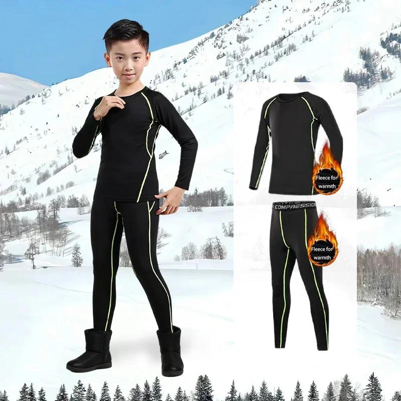 Vêtements d'entraînement à séchage rapide pour enfants, sous-vêtements chauds, ensemble de sport à B