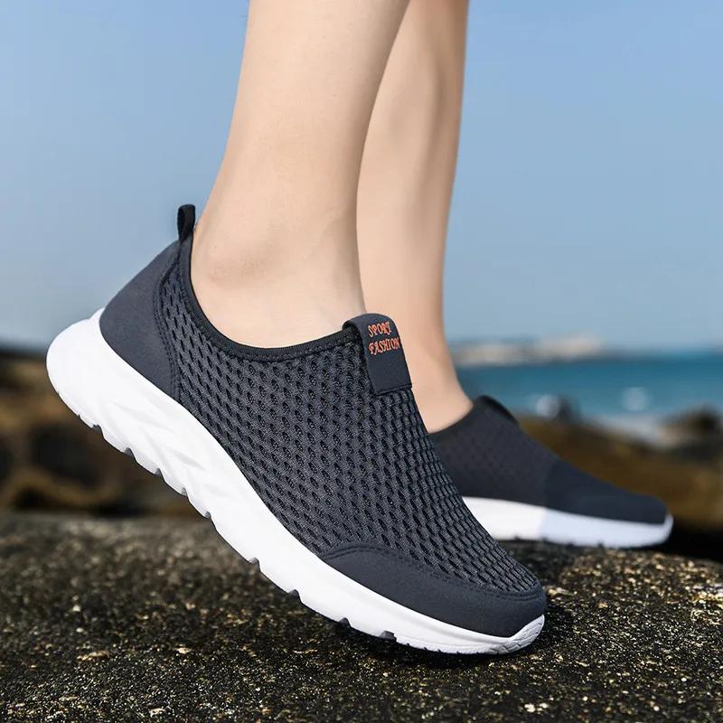 Chaussures de course respirantes homme baskets sport maille enfiler grande taille 48 été bon marché