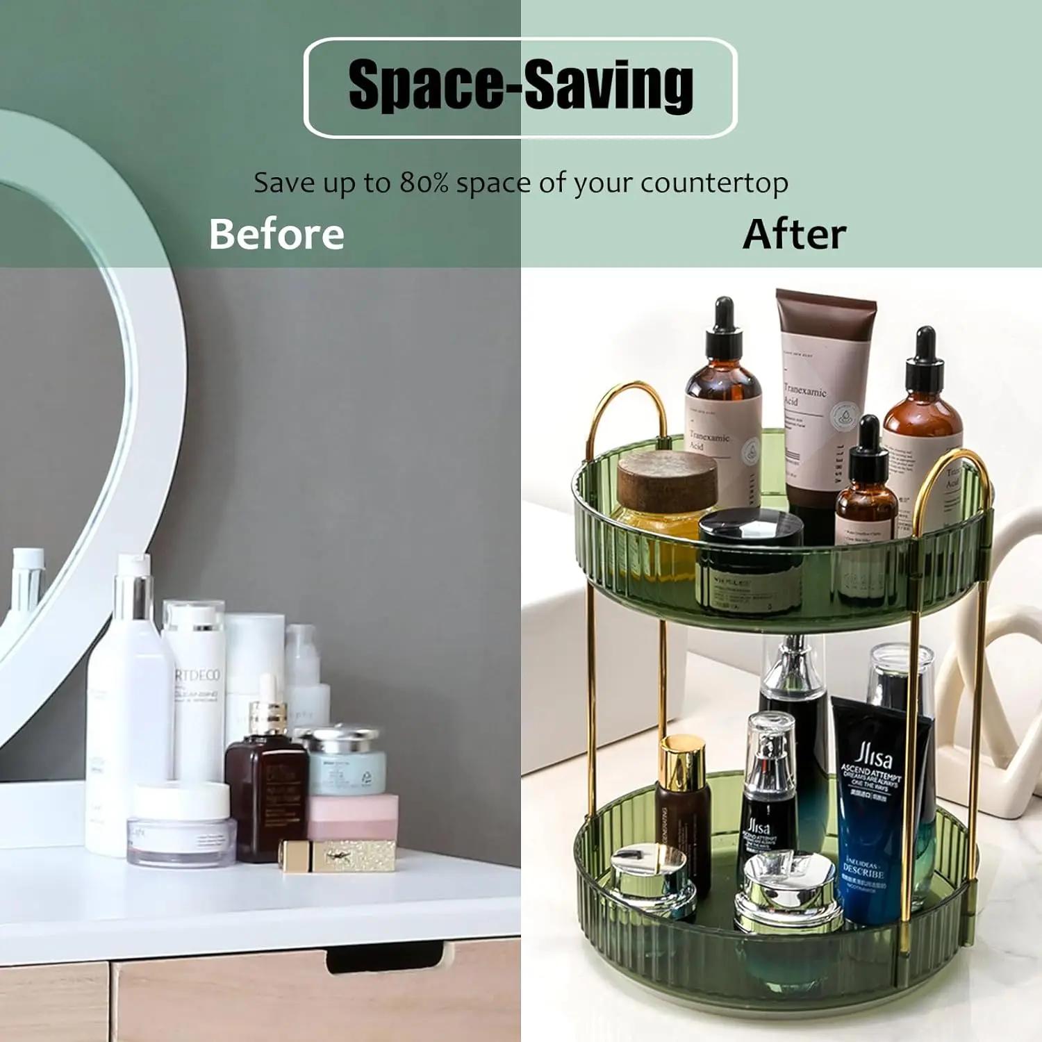 Commode cosmétique de parfum de stockage de soins de la peau, haut de seau, rotation 360, évaluation