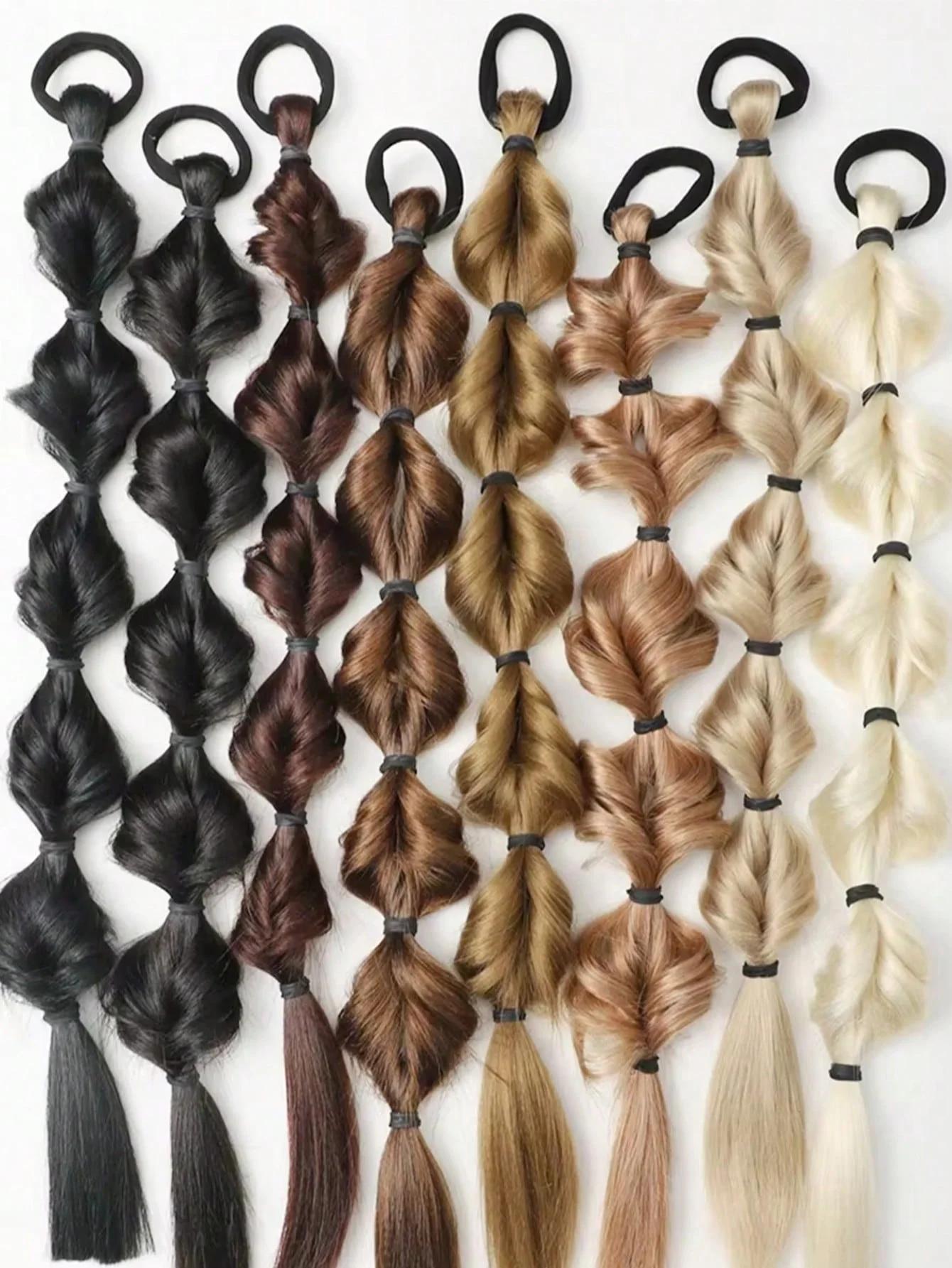 1 pièce Extensions de cheveux synthétiques tressées en bulles style lanterne avec élastique pour fem