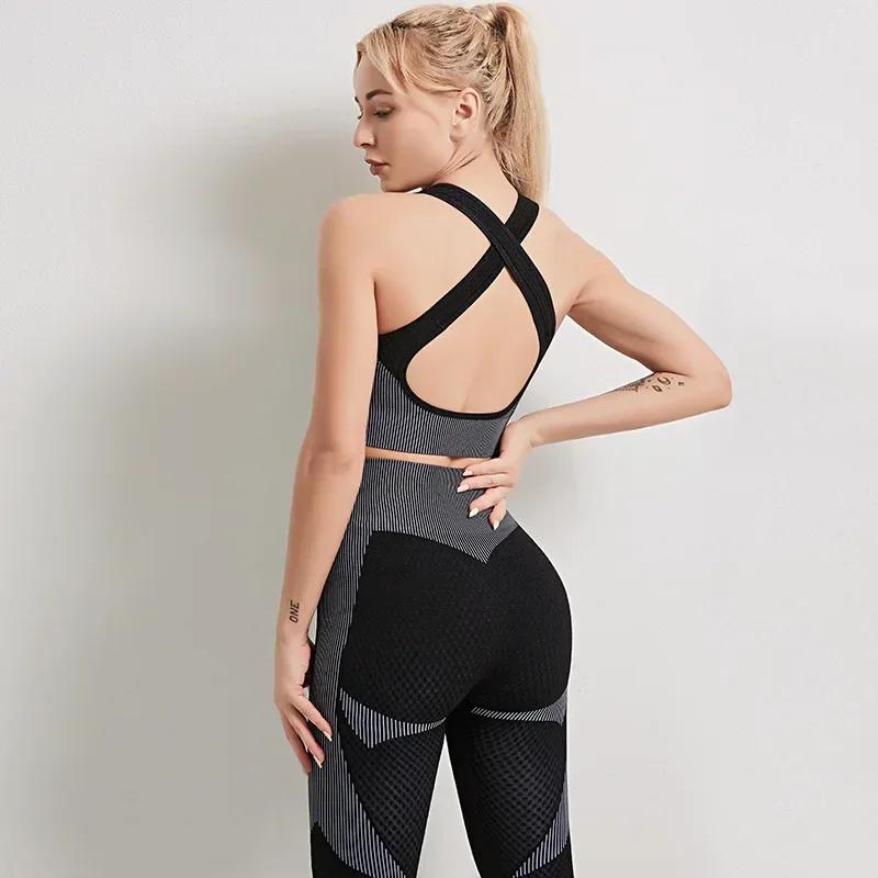 Tenues de sport pour femmes, vêtements de sport, haut de yoga, soutien-gorge, leggings de fitness, p