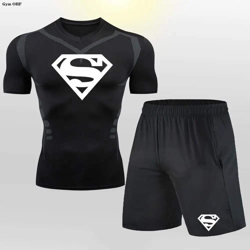 Rashgard imbibé de MMA pour homme, leggings d'entraînement à séchage rapide, t-shirt de compression
