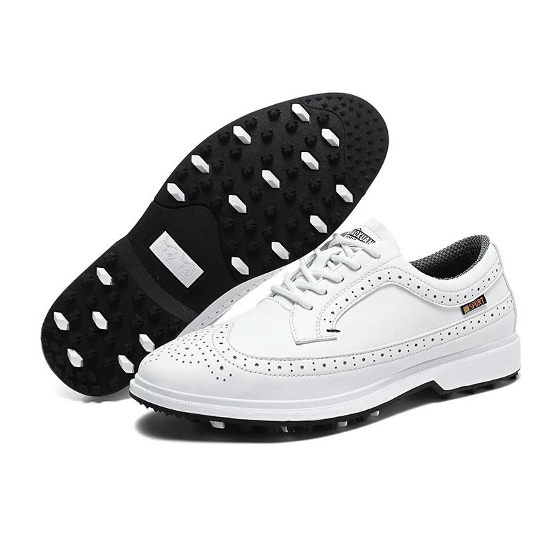 Chaussures Golf Professionnelles Hommes Cuir Respirant - Compétition Entraînement Grandes Tailles 39-47