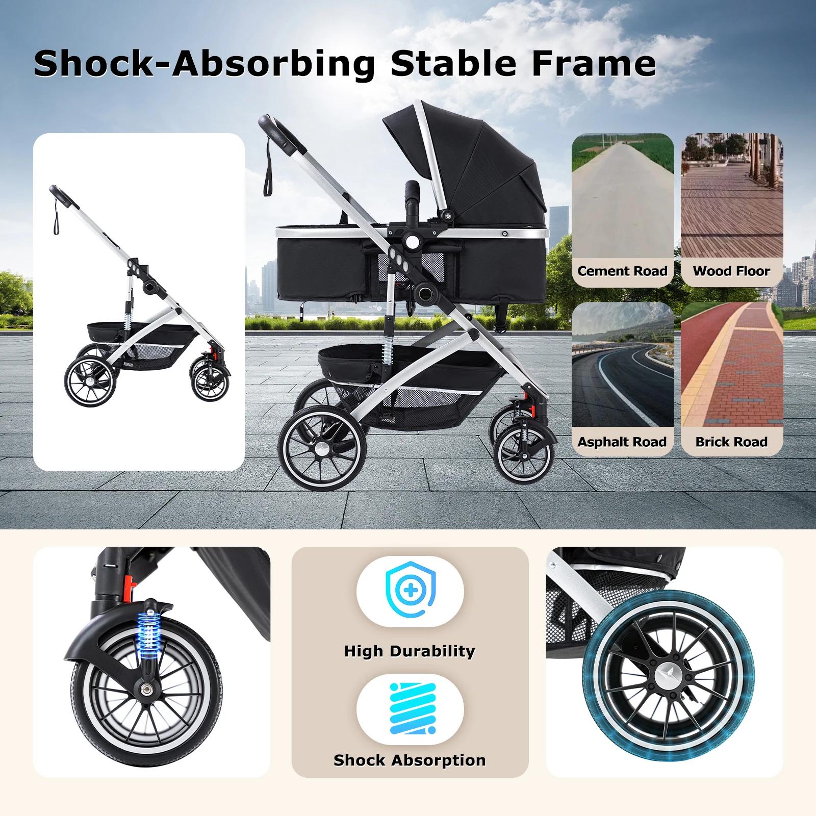 3 en 1 bébé poussette système de voyage poussette landau pour bébé avec siège auto haute paysage mul