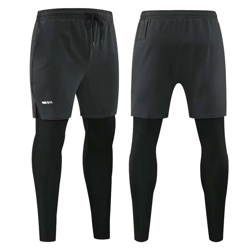 Pantalons de course pour hommes collants de Sport de Compression 2 en 1 Leggings de Fitness à séchag