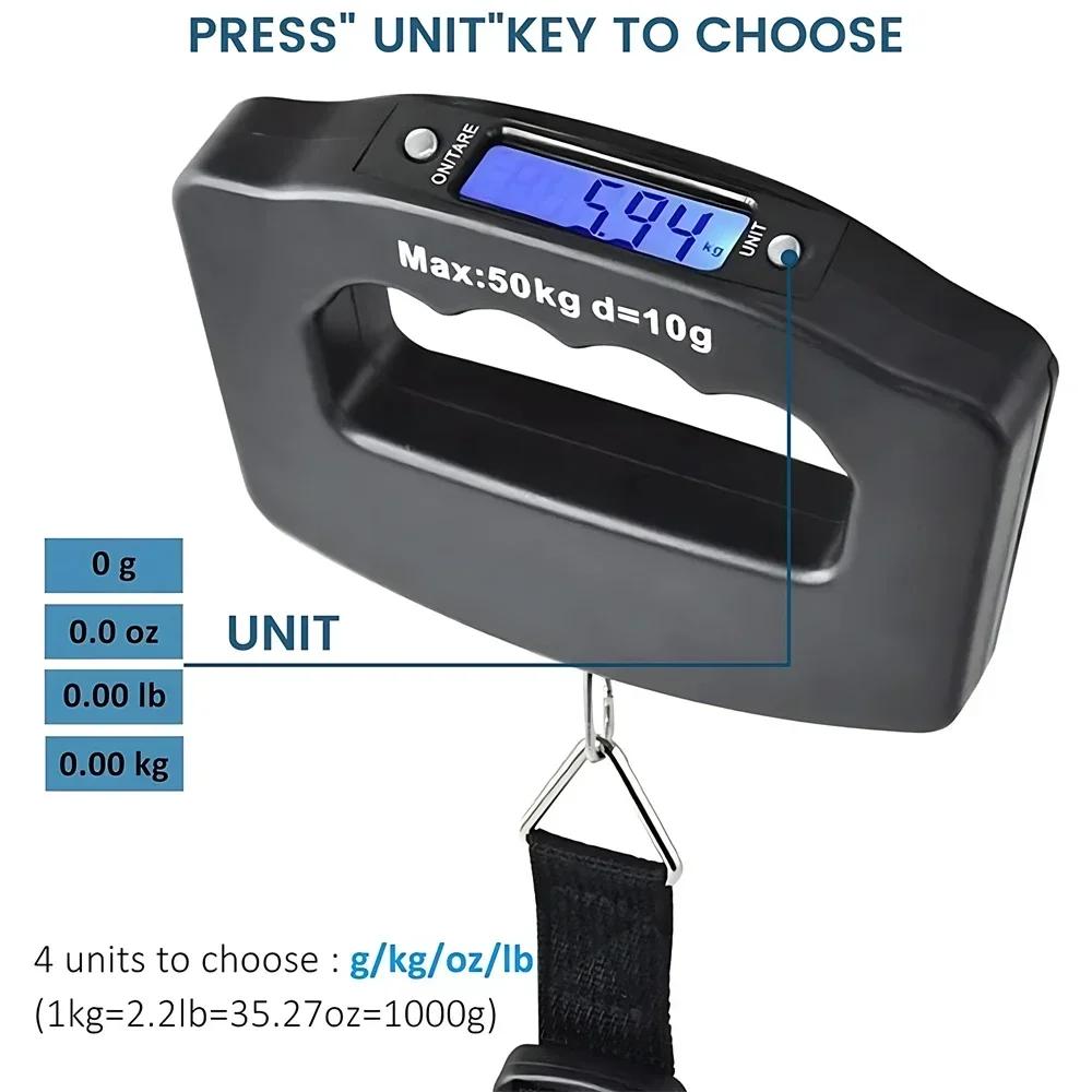 Balance à bagages numérique 50kg, valise Portable, balances électroniques portables, rétro-éclairage