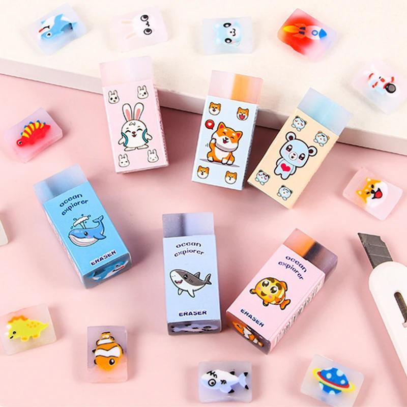 Gommes à motif de fusée d'animaux de dessin animé mignon, 10 pièces, cadeaux de fête d'anniversaire