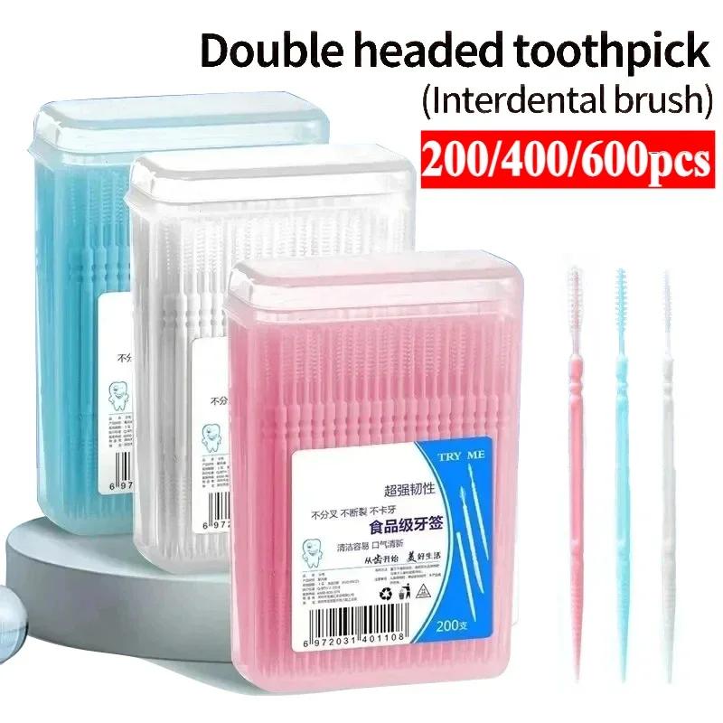 100/200/400/1000 pièces brosse à cure-dents en boîte cure-dents en plastique jetable ménage brosse i