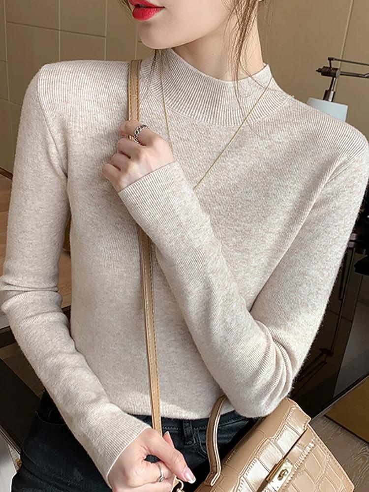 Pull col roulé AOSSVIAO pour femme, nouvelle collection 2026, hauts extensibles, pulls tricotés à ma