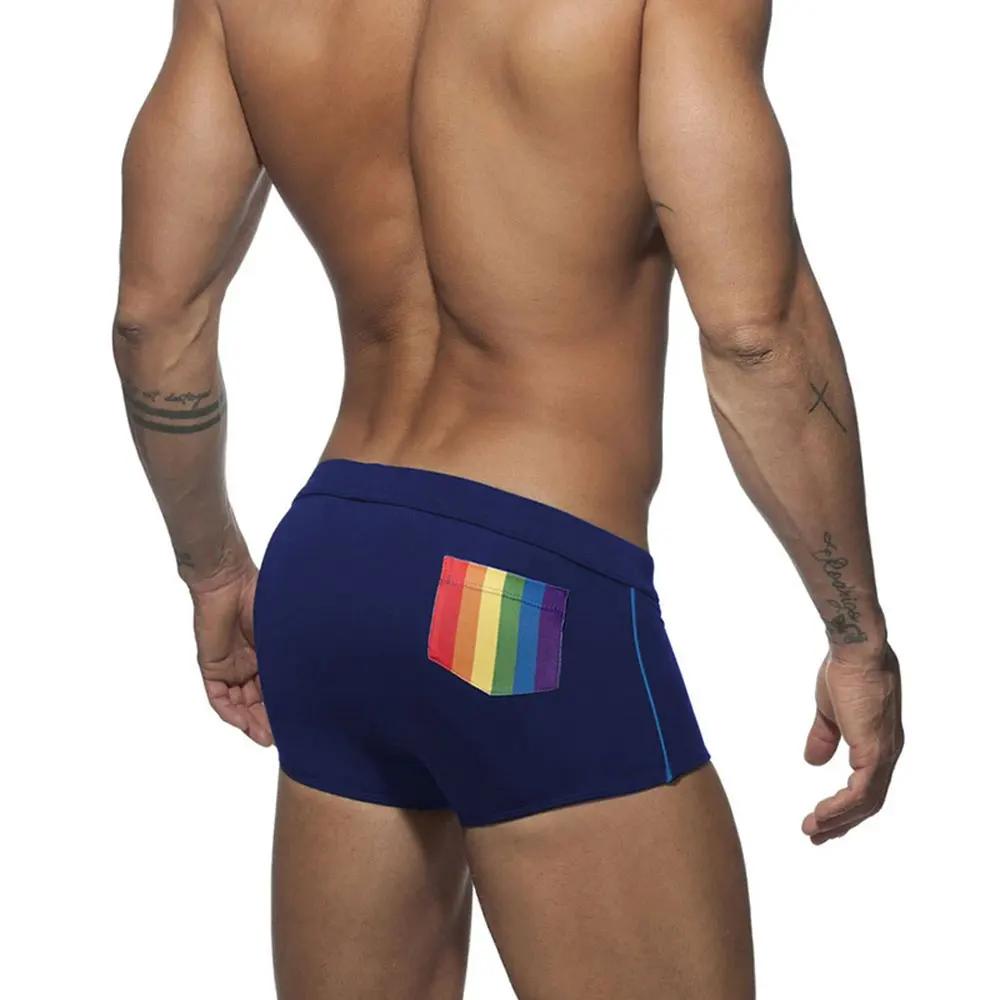 Slip Sexy maillot de bain serré Stretch arc-en-ciel maillot de bain hommes marque Surf été plage pan