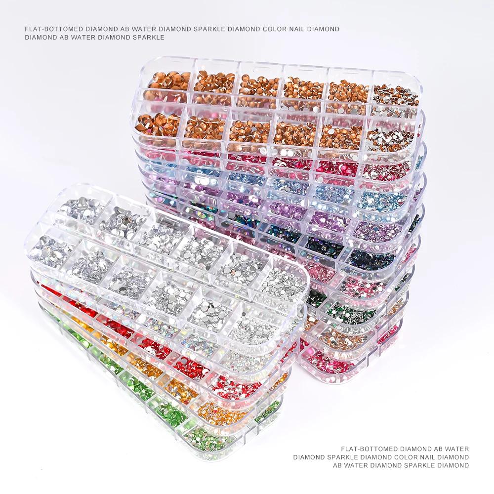 Strass pour ongles rouges, 12 grilles, 2/3/4/5mm, dos plat, cristal, diamant SS6/10/16/20/30, breloq