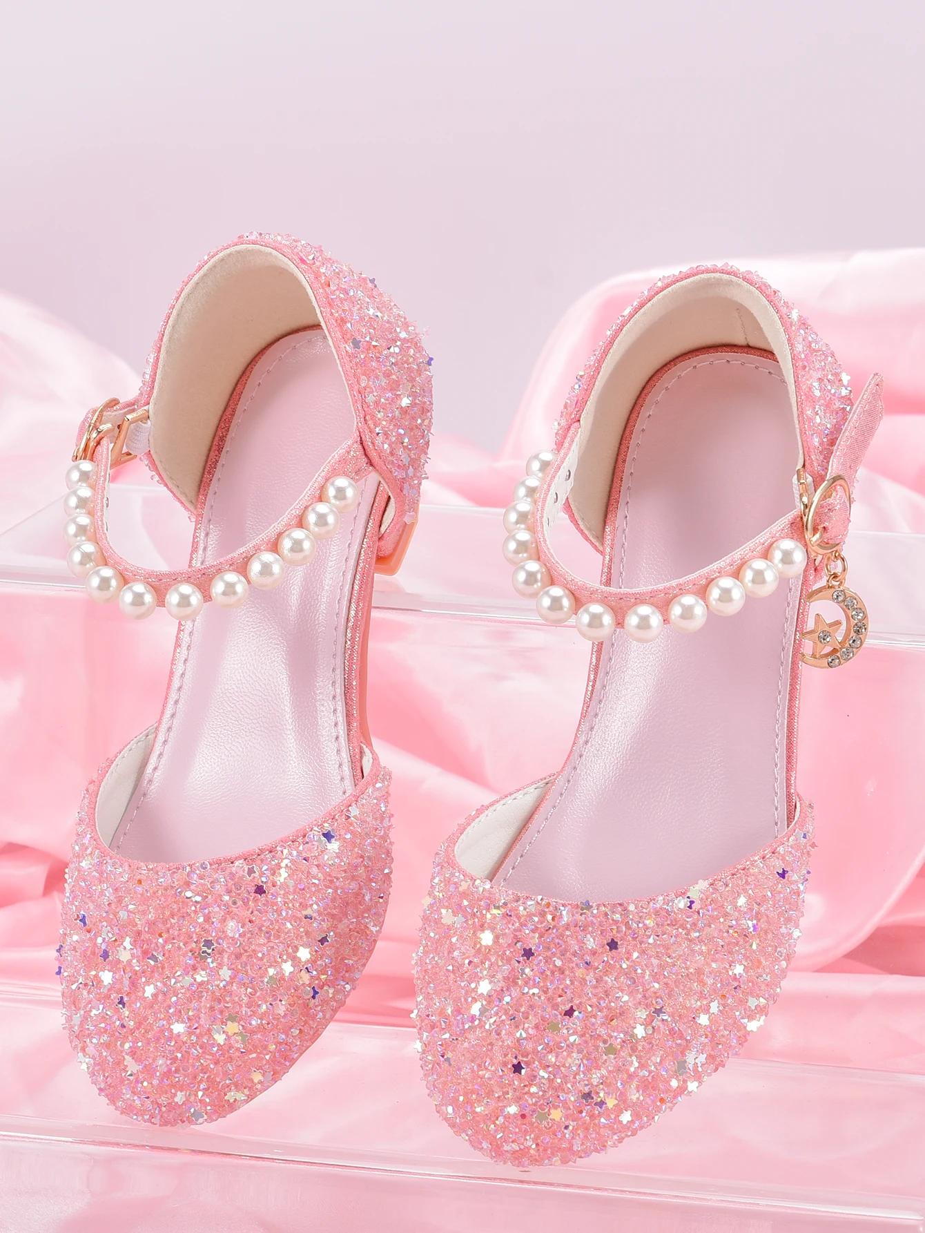 Chaussures à talons hauts de Style princesse pour filles, avec décoration pendentif étoile brillante