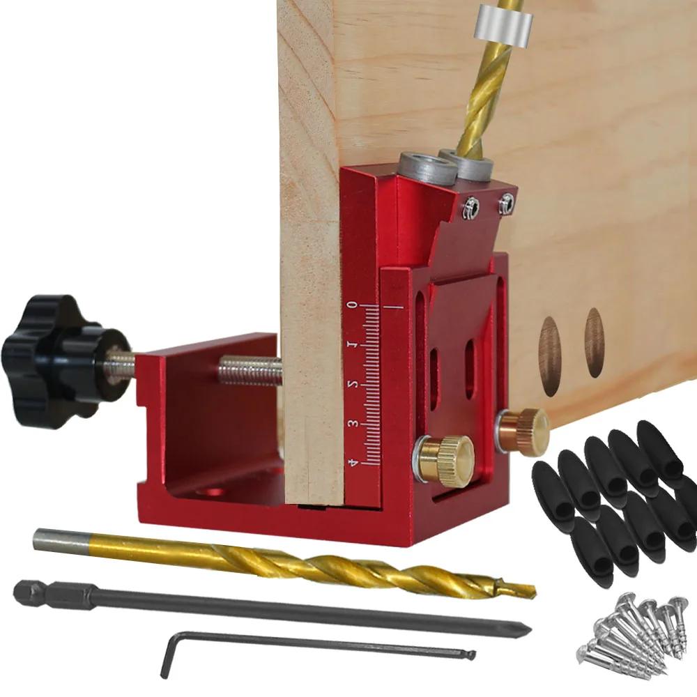 Gabarit de trous de poche, kit de système de gabarit en bois à deux trous avec guide de perçage, for