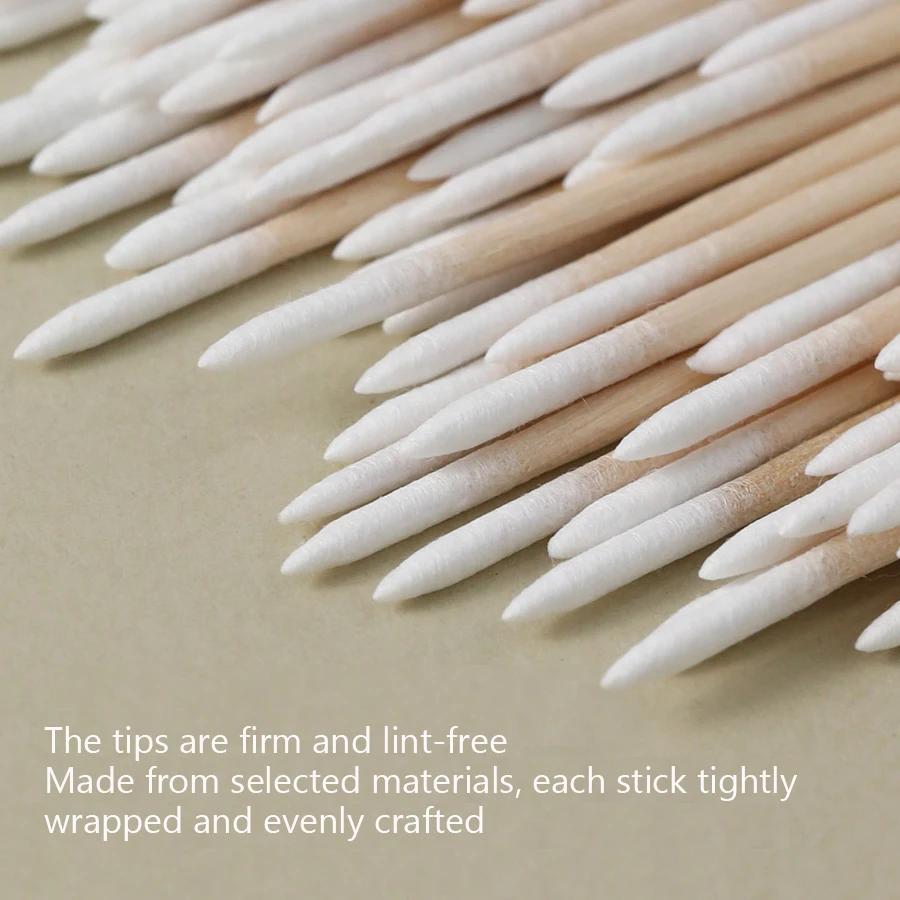 Coton-tige à Double extrémité, 100 pièces, pointes fines pour Nail Art, maquillage, Eyeliner, Correc