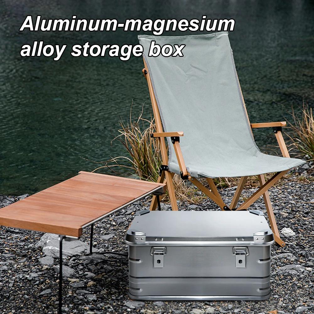 Boîte de rangement extérieure 60-80L en alliage d'aluminium - Grande capacité pour camping et voyage - Étanche et robuste