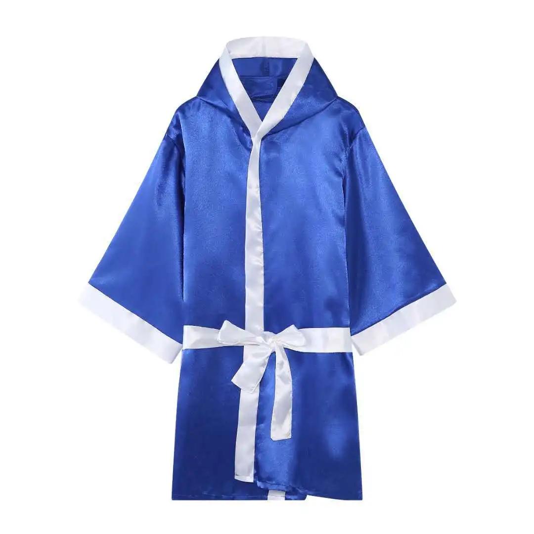 Robes de boxe MMA avec capuche pour hommes et femmes, pleine longueur, satin, walkout, arts martiaux