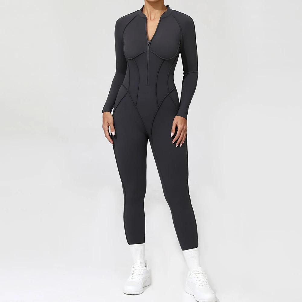 Fitness à manches longues sport combinaison Yoga costume ensemble de gymnastique body femmes vêtemen