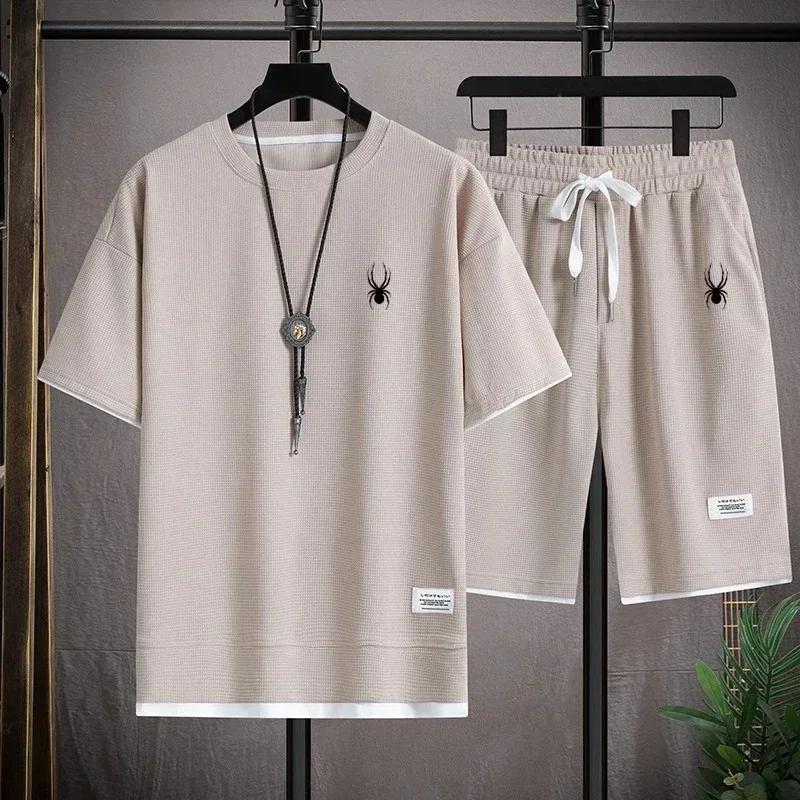 Ensemble T-shirt à manches courtes et short de sport pour hommes, vêtements de sport décontractés et