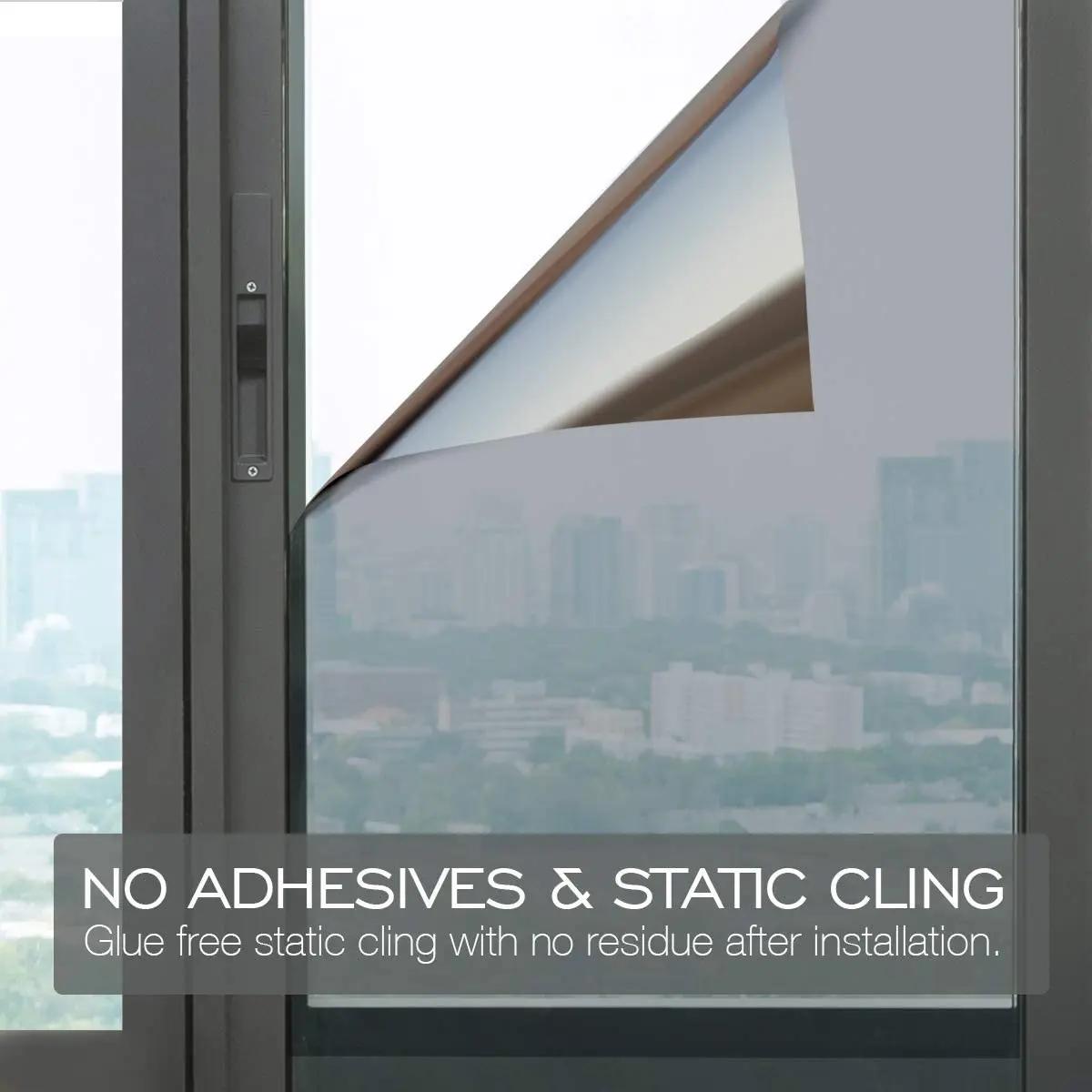 Film de fenêtre miroir unidirectionnel multi-tailles, autocollant de verre bloquant le soleil, contr