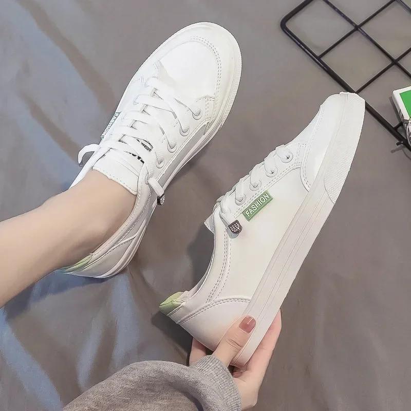 Baskets De marche en plein air femmes chaussures De course mode d'été blanc en cuir PU à lacets resp