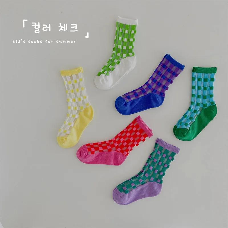3 paires de chaussettes d'été en maille fine pour enfants, chaussettes mi-mollet, chaussettes pour e