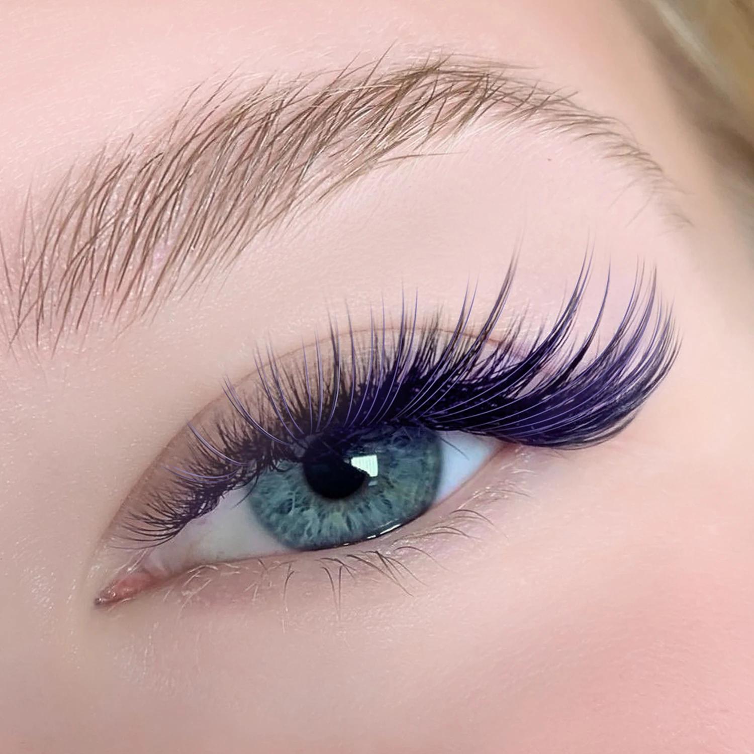 GLAMLASH cils colorés bleu lac/lavande/cannelle/vert foncé/gris Matcha Extension de faux cils coloré