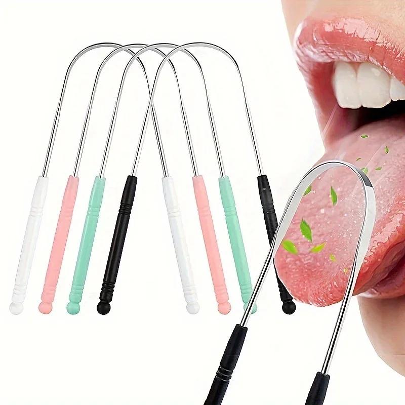 Grattoir à langue en acier inoxydable, 1 pièce, nettoyeur de langue buccale, brosse à dents, hygiène