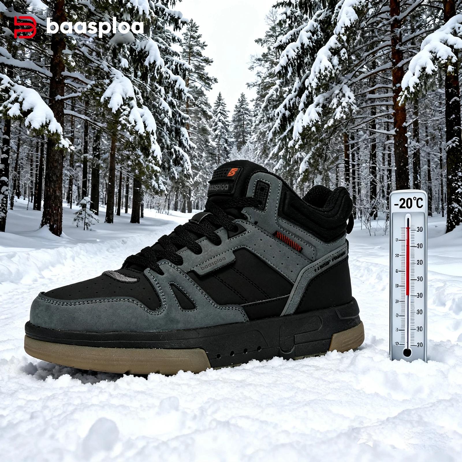 Nouveau Baasploa hommes hiver coton chaussures épaissi chaussures pour hommes en plein air antidérap