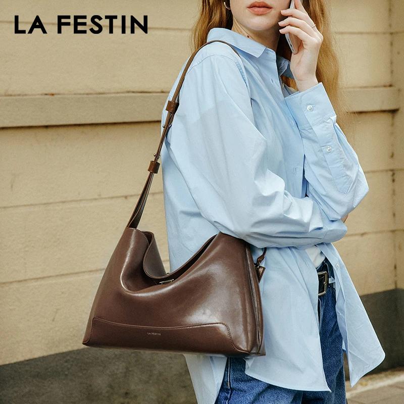 LA FESTIN-Sac à Bandoulière en Cuir de Grande Capacité pour Femme, Fourre-Tout Populaire à la Mode