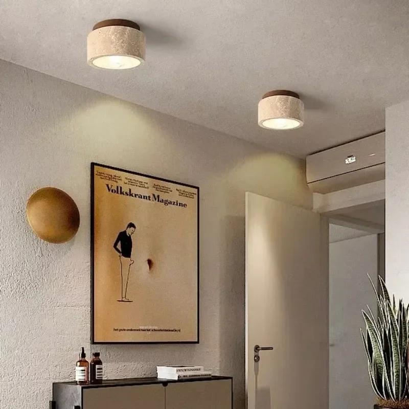 Plafonnier moderne en travertin pour chambre, couloir, hall d'entrée, escalier – Luminaire décoratif