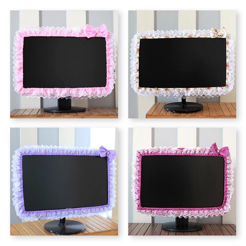 Couverture de cadre d'ordinateur en tissu dentelle, couverture anti-poussière pour écran de moniteur