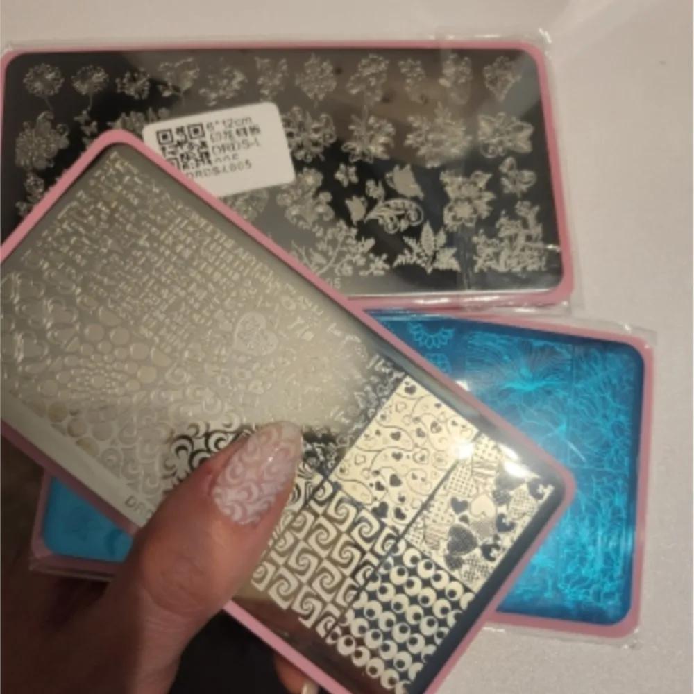 Plaques d'estampage pour ongles 12x6cm, modèle d'estampage pour Nail Art à rayures en marbre françai
